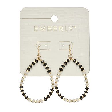 Emberly Beaded Teardrop Hoop Earrings