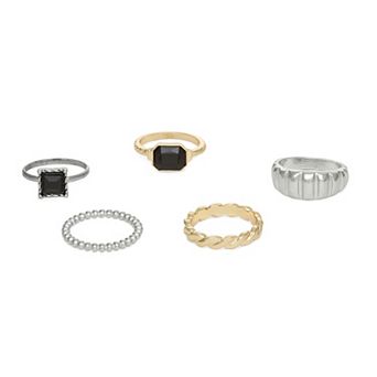 Emberly Mixed Metal 5 pc Ring Set