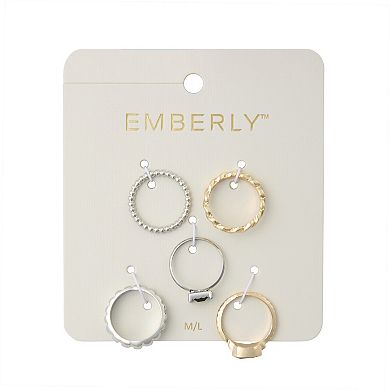 Emberly Mixed Metal 5-Piece Ring Set