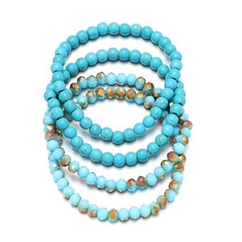 Adornia 4 pc Simulated Turquoise Stretch Bracelet Set