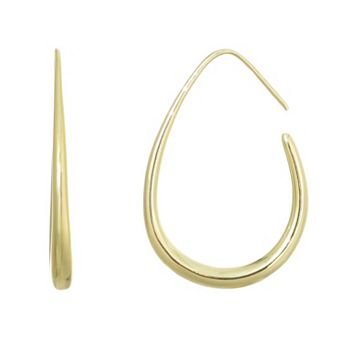 Adornia 14k Gold Flash Plated Wire Drop Hoop Earrings
