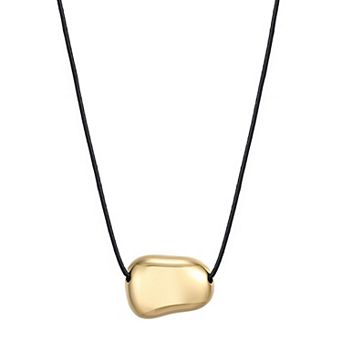 Adornia 18k Gold Flash Plated Sliding Pebble Cord Necklace