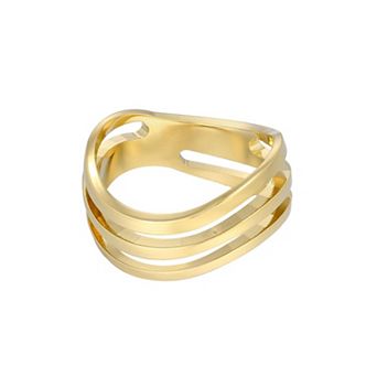 Adornia Tarnish Resistant 18k Gold Flash Plated Wave Band Ring