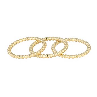 Adornia Tarnish Resistant 18k Gold Flash Plated 3 pc Bead Ring Set