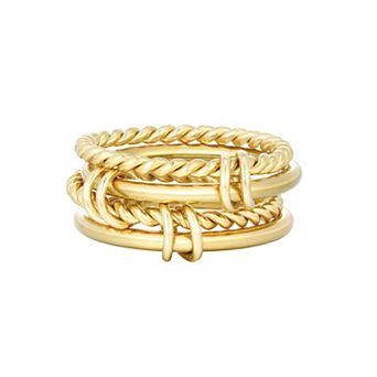 Adornia Tarnish Resistant 18k Gold Flash Plated Four Band Connected Ring