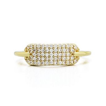 Adornia 14k Gold Flash Plated Cubic Zirconia Plate Ring