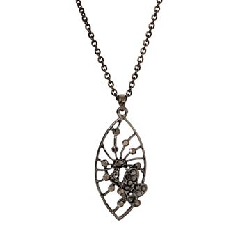 1928 Pave Butterfly Pendant Necklace 16" Adjustable
