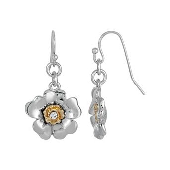 1928 Two-Tone Crystal Flower Earrings