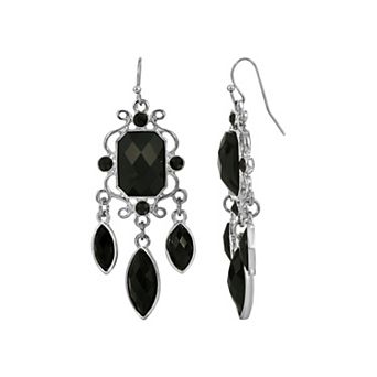 1928 Silver Tone Chandelier Drop Earrings