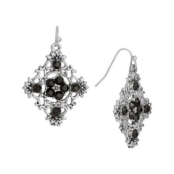 1928 Silver Tone Filigree Drop Earrings