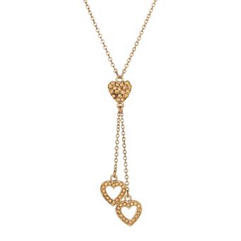 1928 Gold-Tone Heart Tassel Pendant Necklace