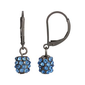 1928 Black Tone Blue Fireball Leverback Earrings