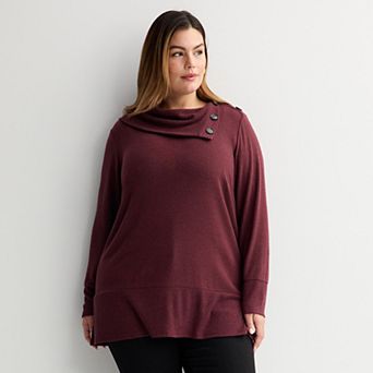Plus Size Apt. 9® Envelope Neck Asymmetrical Hem Top