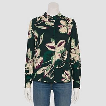 Women's Nine West Adaptive Shirred Shoulder Button-Up Blouse