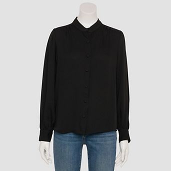 Women's Nine West Adaptive Shirred Shoulder Button-Up Blouse
