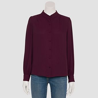 Women's Nine West Adaptive Shirred Shoulder Button-Up Blouse