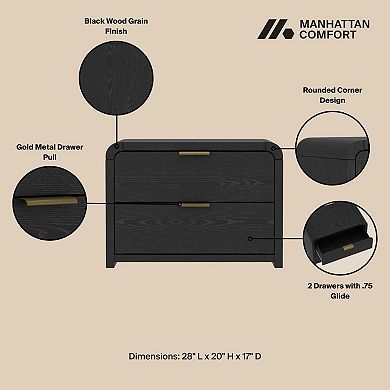 MANHATTAN COMFORT Grace Modern 28-Inch 2-Drawer Nightstand 2-Piece Set