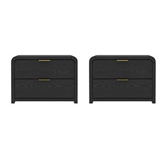 MANHATTAN COMFORT Grace Modern 28-Inch 2-Drawer Nightstand 2 pc Set