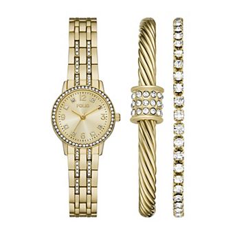 Foilo Women's Simulated Crystal Round Watch & Bracelet Set - FMDKSET16