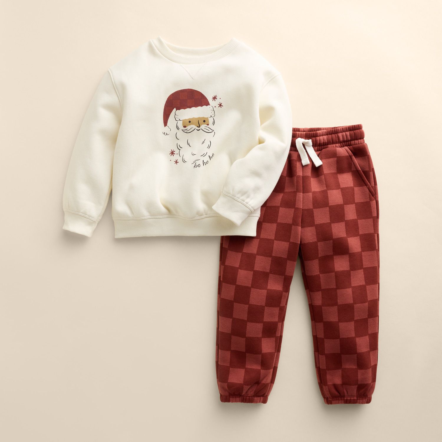 Комплект Little Co. by Lauren Conrad Fleece Sweatshirt & Pants Set для девочек-малышей, цвет: Красный клетчатый с принтом