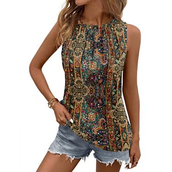 Zeagoo Crew Neck Tank Top Women Summer Loose Fit Tunic Tops Dressy Tanks Basic Sleeveless Shirt