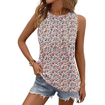 Zeagoo Crew Neck Tank Top Women Summer Loose Fit Tunic Tops Dressy Tanks Basic Sleeveless Shirt