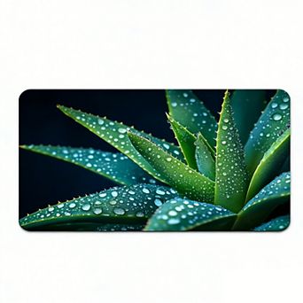 Dewdrop Aloe Vera Floor Mat, Soft Non-Slip Nature Themed Floor Mat