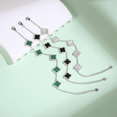 Pure Silver Four-Leaf Clover Adjustable Bracelet, Fashionable For Daily Wear