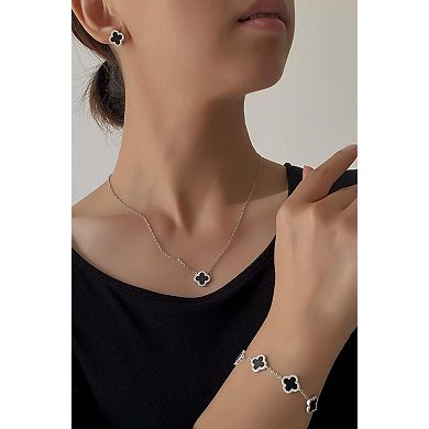 Pure Silver Four-Leaf Clover Adjustable Bracelet, Fashionable For Daily Wear