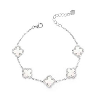 Pure Silver Four-Leaf Clover Adjustable Bracelet, Fashionable For Daily Wear