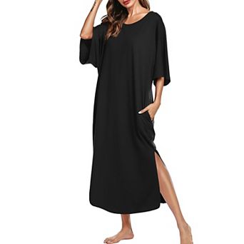 Ekouaer Women's Nightgown Short Sleeve Sleepshirt Long Loungewear Casual Maxi Lounge Dress House