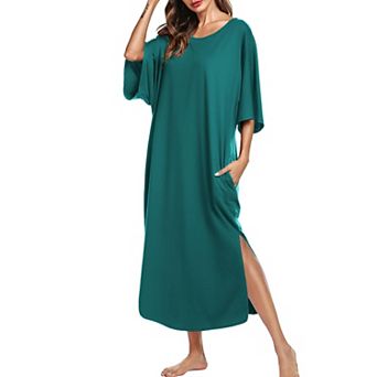 Ekouaer Women's Nightgown Short Sleeve Sleepshirt Long Loungewear Casual Maxi Lounge Dress House