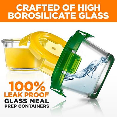 NutriChef 24pc Glass Food Storage, 4.48oz Mini Round Containers, Microwave & Dishwasher Safe