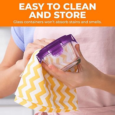 NutriChef 24pc Glass Food Storage, 4.48oz Mini Round Containers, Microwave & Dishwasher Safe