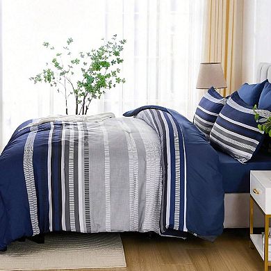 Boho Striped Microfiber 7pc Comforter Set All Season Soft Bedding