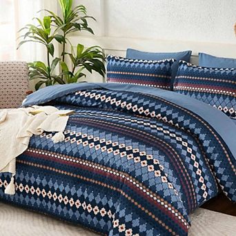 Boho Striped Microfiber 7 pc Comforter Set All Season Soft Bedding