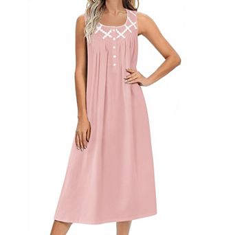 Ekouaer Nightgowns for Women Cotton Long Night Gown Sleeveless Sleep Dress Victorian Nightdress