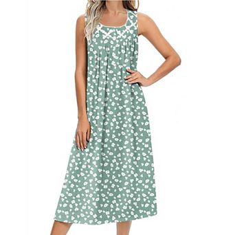 Ekouaer Nightgowns for Women Cotton Long Night Gown Sleeveless Sleep Dress Victorian Nightdress