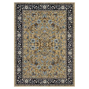 Floral Area Rug Vintage Boho Soft Low-Pile Non-Slip Carpet for Living Room, Bedroom