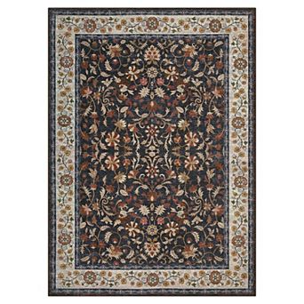Floral Area Rug Vintage Boho Soft Low-Pile Non-Slip Carpet for Living Room, Bedroom