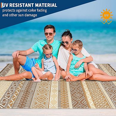 Waterproof Large Camping Rug, Reversible Rv Patio Mats, Plastic Straw Large Patio Mat for Deck