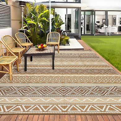 Waterproof Large Camping Rug, Reversible Rv Patio Mats, Plastic Straw Large Patio Mat for Deck