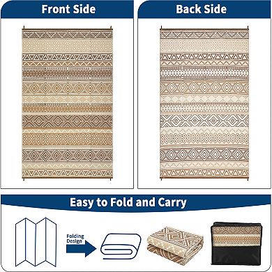 Waterproof Large Camping Rug, Reversible Rv Patio Mats, Plastic Straw Large Patio Mat for Deck