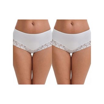 2 Packs Women's Lace Trim Leopard Print Ultra-Thin Mid Rise Hipsters Elastic Lightweight Briefs