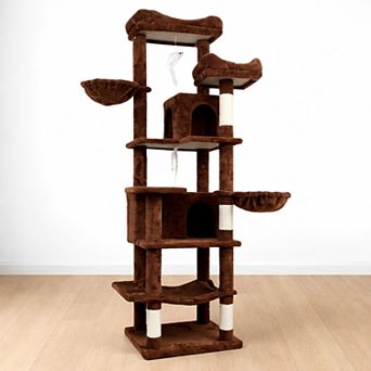 Heybly 68 Inch Multi-Level Cat Tree Tower with Hammocks,Hanging Basket, Cat Cave,Removable Cushions