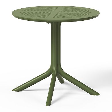 31.5" Round Plastic Outdoor Patio Dining Table for 4
