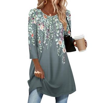 Zeagoo Women's 3/4 Sleeve Loose Fit Round Neck Tops, Summer & Fall Dressy Blouses