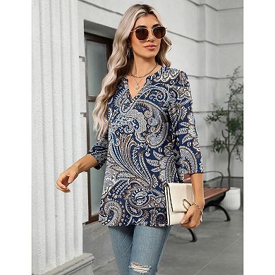Zeagoo Women's Quarter Sleeve V-Neck Tunic Tops