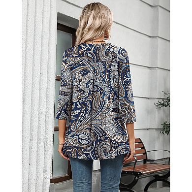 Zeagoo Women's Quarter Sleeve V-Neck Tunic Tops