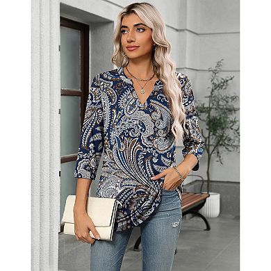 Zeagoo Women's Quarter Sleeve V-Neck Tunic Tops